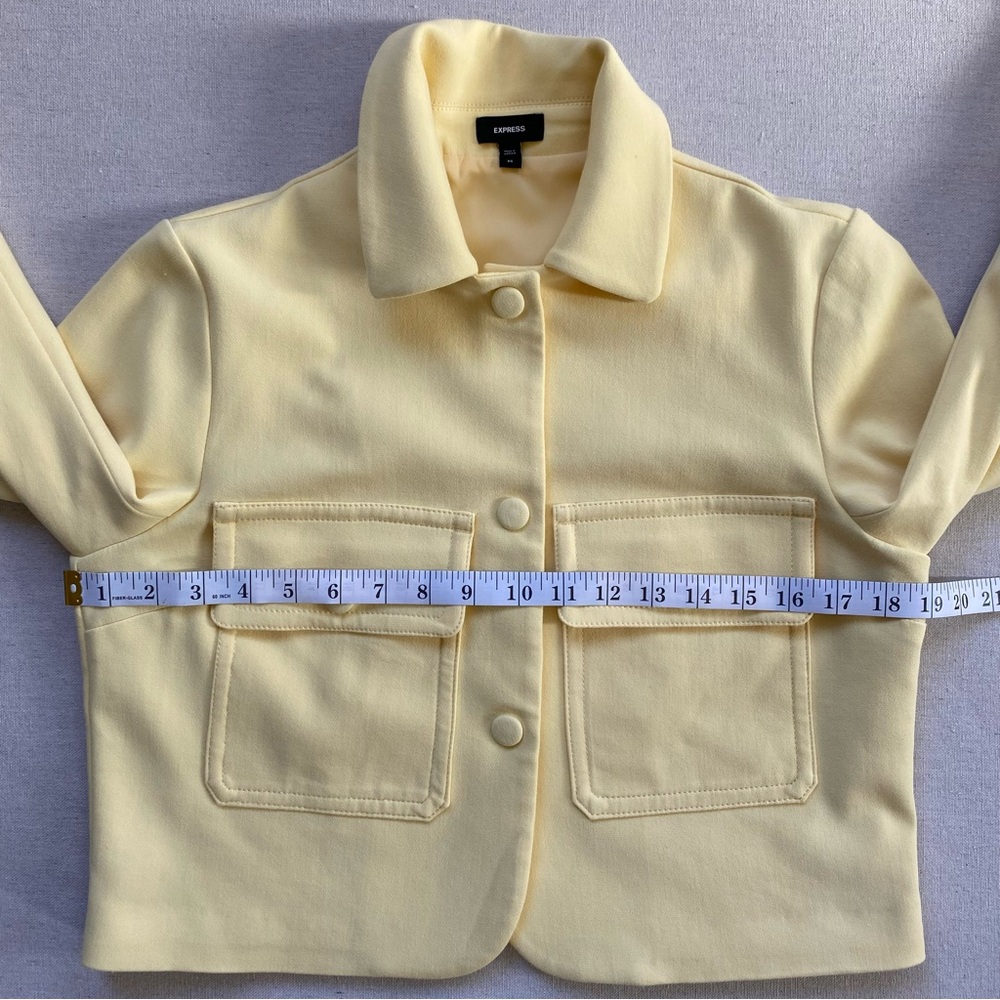 Express Cropped Snap Button Front Pastel Yellow B… - image 5